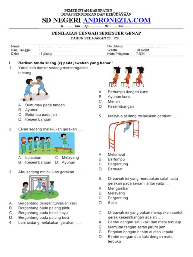10 Contoh Soal PJOK Kelas 2 Tema 1 Subtema 2 yang Sering Keluar Saat Ujian Sekolah 2026