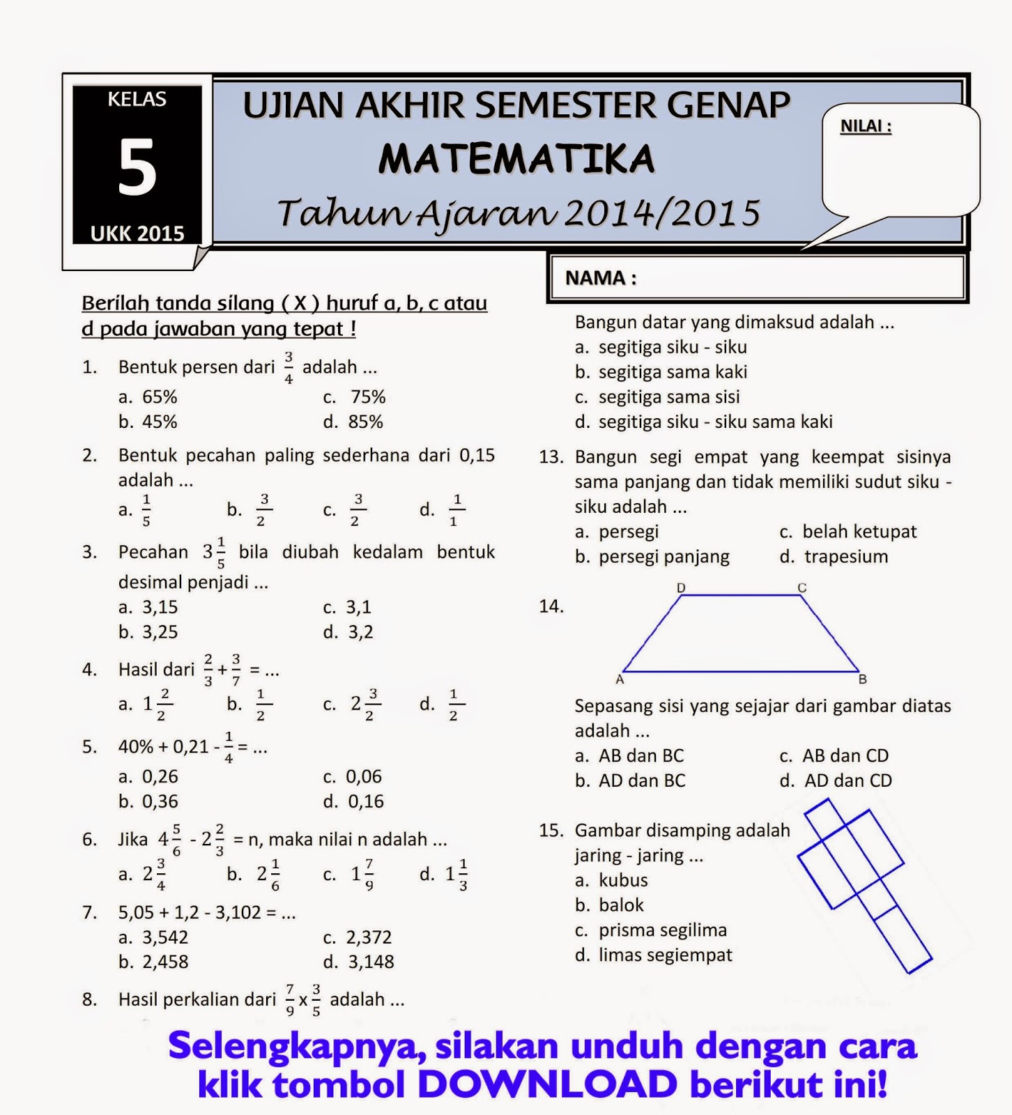 Materi Matematika Kelas 5 Sd Dalchaebi