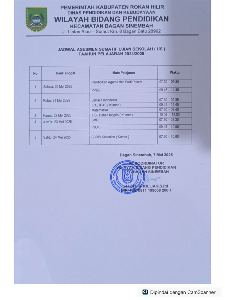 Jadwal Asesmen Sumatif Ujian Sekolah T P 20242025 PDF