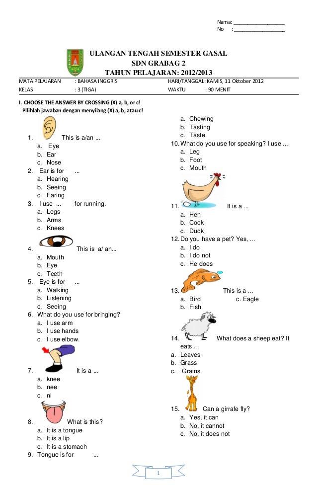 5 Rahasia Nilai Sempurna Soal UTS Bahasa Inggris Kelas 1 Semester 1 Kurikulum 2013 Terbaru