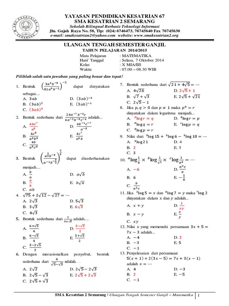Matematika Wajib Kelas 11 Semester 2 Dalchaebi