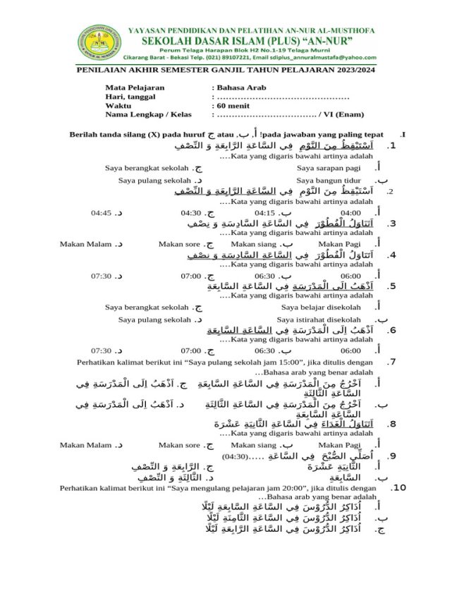 5 Fakta Mengejutkan Ujian Sekolah Bahasa Arab Kelas 6 di Sekolah Indonesia Jeddah