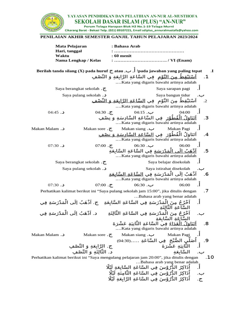 5 Fakta Mengejutkan Ujian Sekolah Bahasa Arab Kelas 6 di Sekolah Indonesia Jeddah