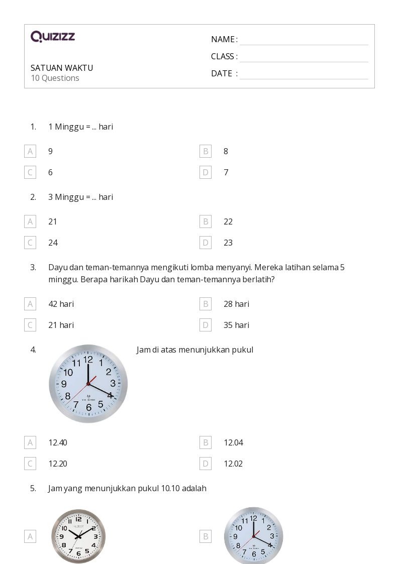7 Soal Cerita tentang Jam Kelas 3 SD Siap Cetak, Wajib Dicoba