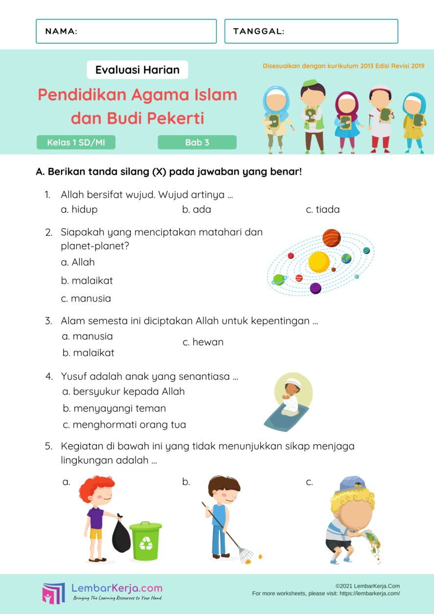 Contoh Soal UAS PAI Kelas 6 Semester 1 Kurikulum 2013 Modul Bimbel Brilian Wajib Unduh