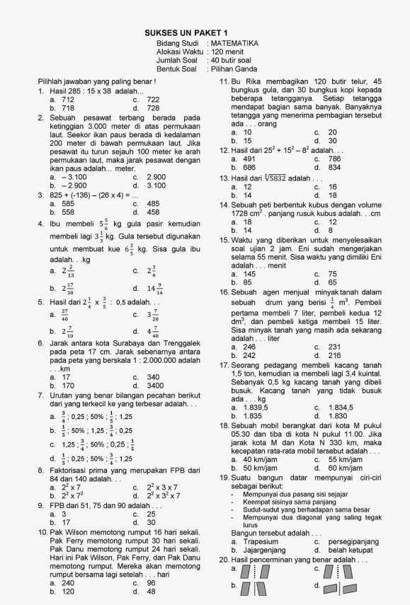 Ternyata Soal UAS Matematika Kelas 6 Semester 1 Juragan Les Bisa Bikin Nilai 100