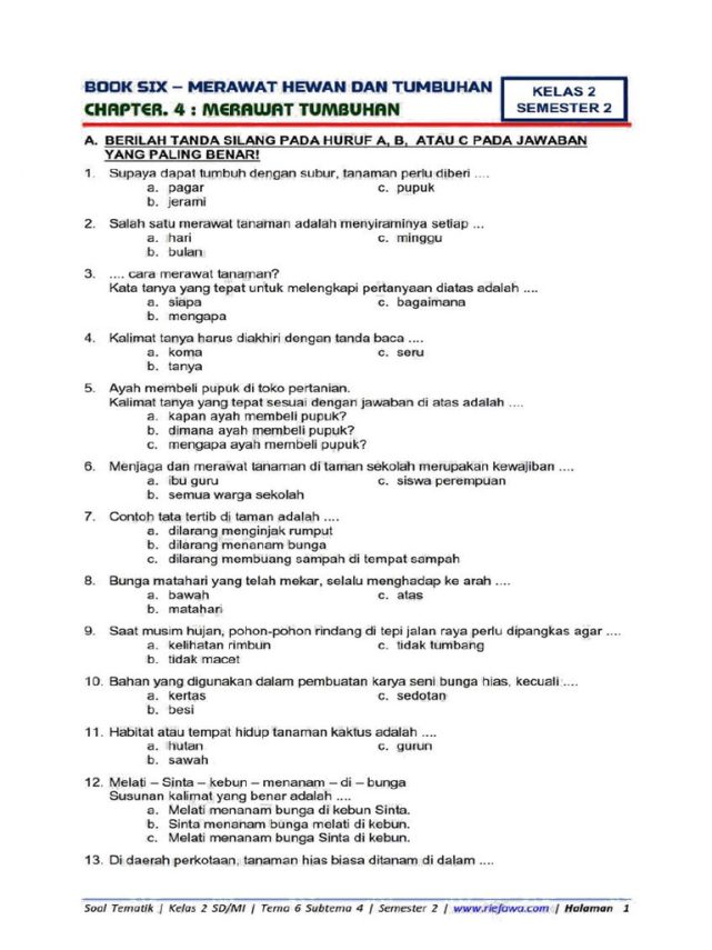 5 Fakta Mengejutkan Contoh Soal Kelas 2 Tema 6 Subtema 4 yang Wajib Diketahui