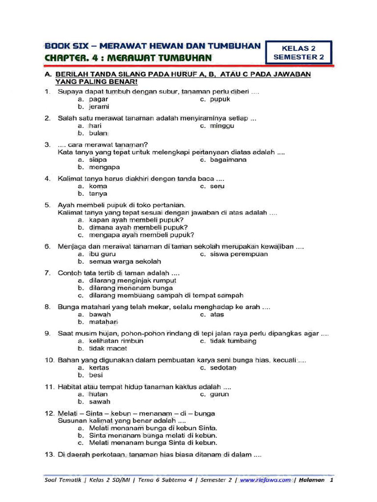 5 Fakta Mengejutkan Contoh Soal Kelas 2 Tema 6 Subtema 4 yang Wajib Diketahui