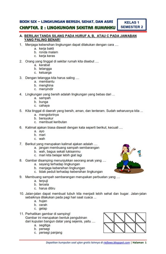 7 Contoh Soal Kelas 1 Tema 6 Subtema 4 Semester 2 yang Wajib Dikuasai Siswa