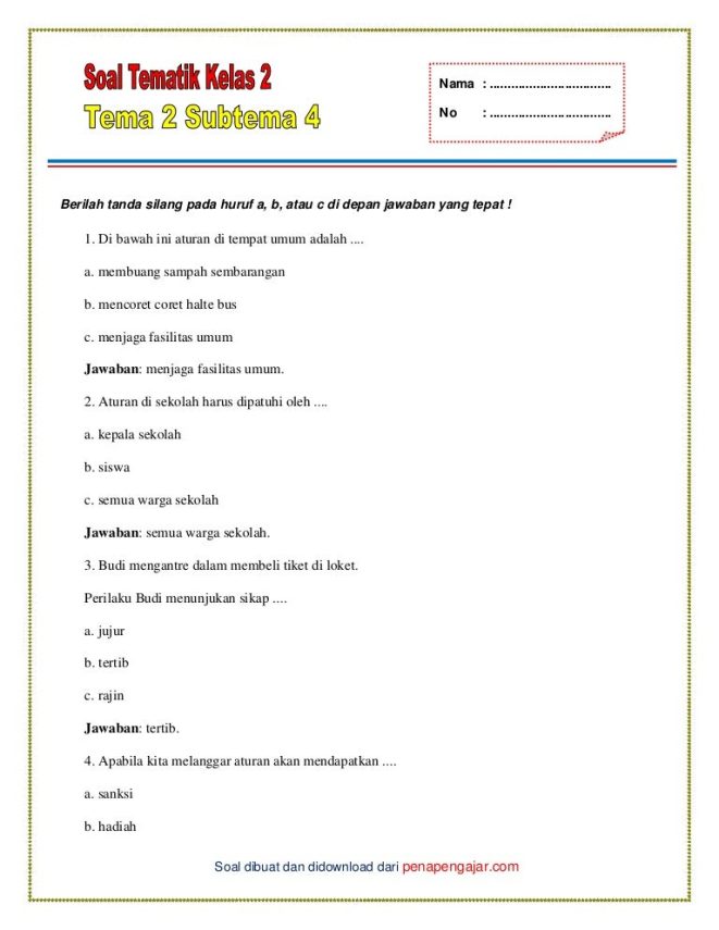 Akhirnya Ditemukan Kumpulan Contoh Soal Kelas 2 Tema 2 Sub Tema 4 yang Efektif untuk Latihan