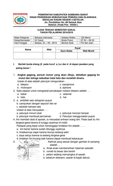 Latihan Soal TKA B Indonesia Paket 1 pdf
