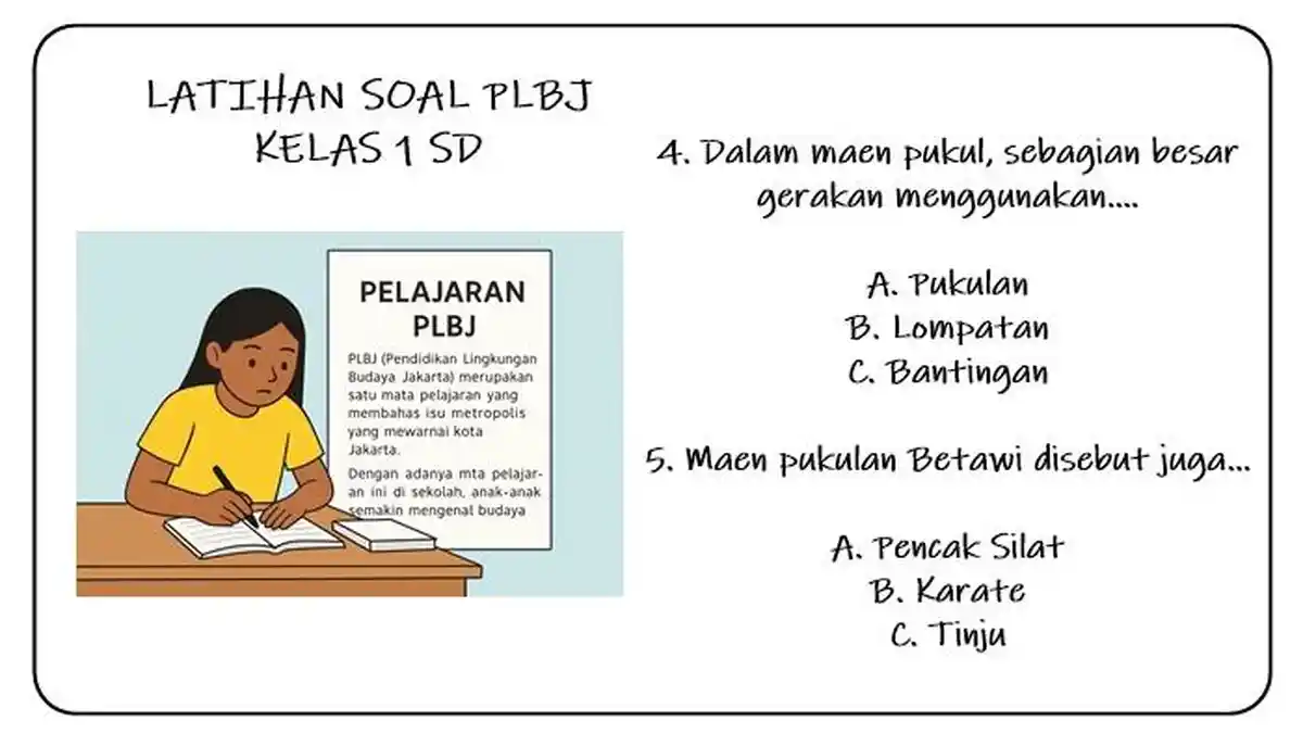 40 Soal dan Kunci Jawaban PLBJ Kelas 1 SD Semester 2 Kurikulum Merdeka