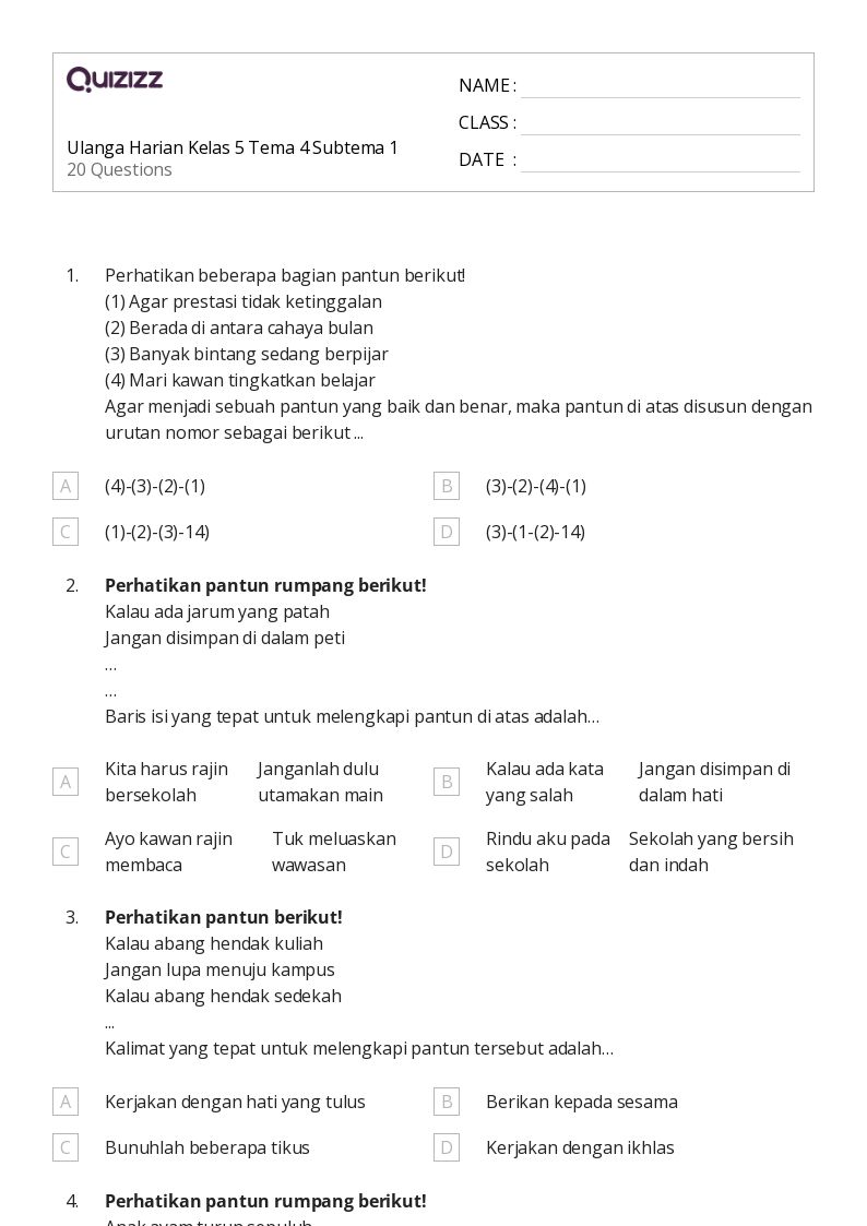 50 lembar kerja Mengidentifikasi Masalah dan Solusi dalam Membaca
