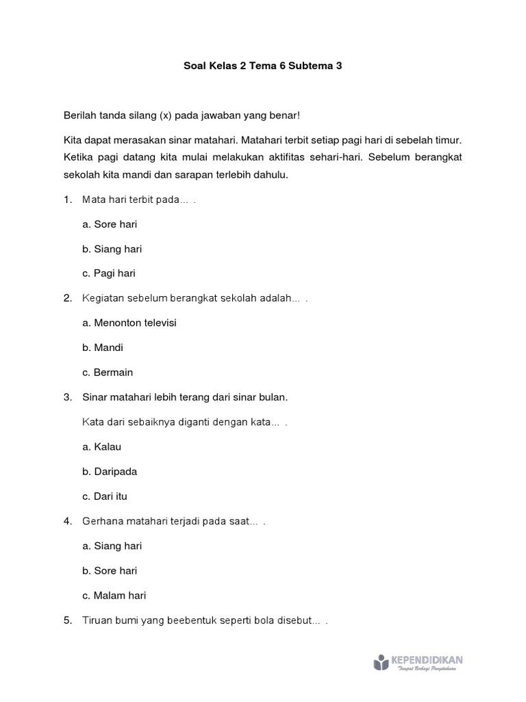 7 Contoh Soal Tema 6 Kelas 2 Subtema 3 yang Terbukti Meningkatkan Nilai, Rahasia Guru