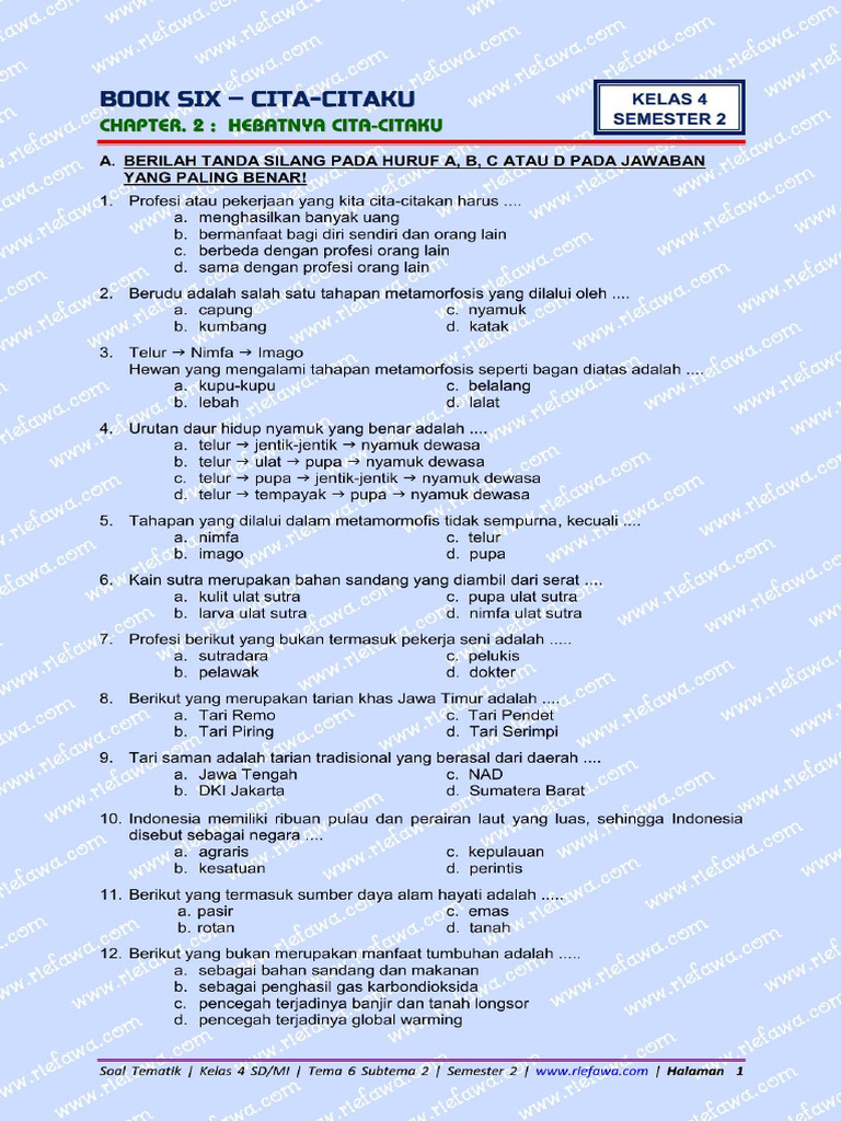 7 Contoh Soal Tema 6 Kelas 4 Subtema 2 yang Terbukti Membantu Siswa Sukses di Tahun 2026