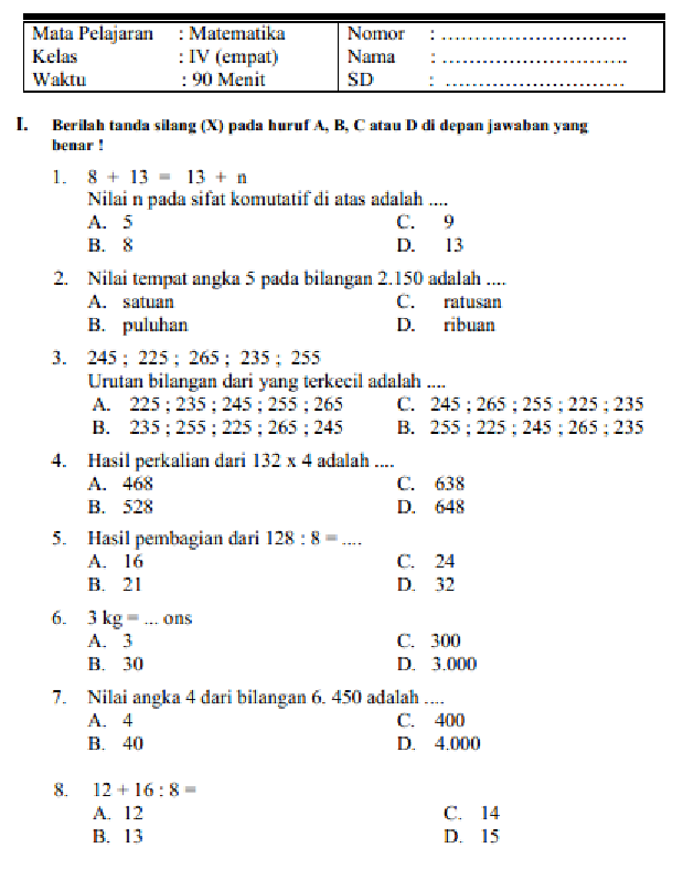 7 Contoh Soal Ulangan Tematik Kelas 4 SD yang Wajib Tahu Sebelum PTS Semester 1!