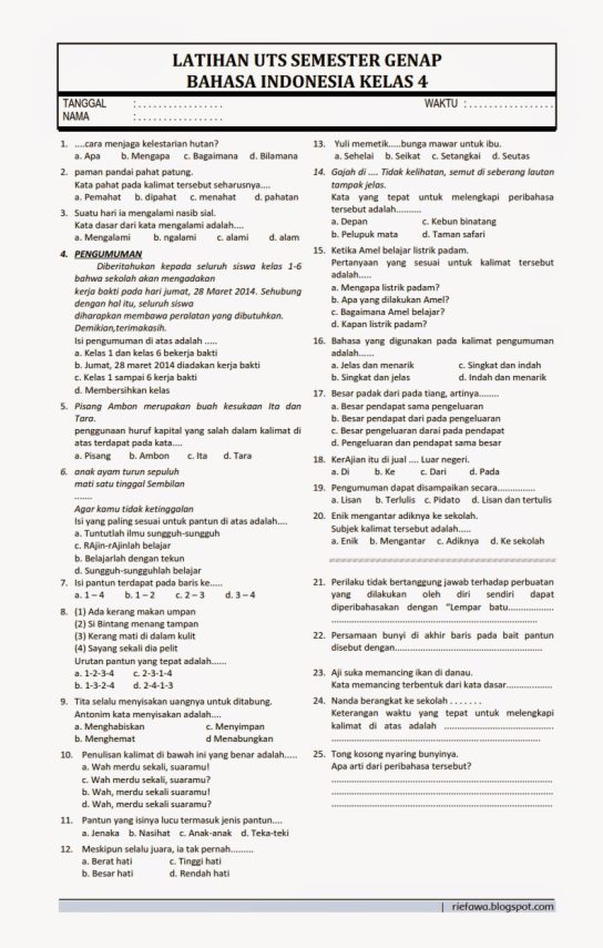 7 Fakta Penting Soal Bahasa Indonesia Kelas 4 SD Semester 1 yang Wajib Diketahui Orang Tua Sekarang
