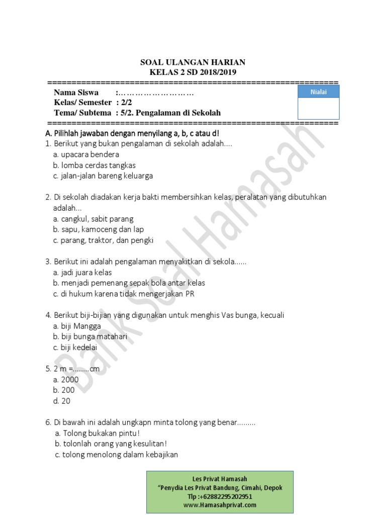 7 Rahasia Contoh Soal Tema 5 untuk Kelas 2 Semester 2 yang Bikin Anak Paham Seketika