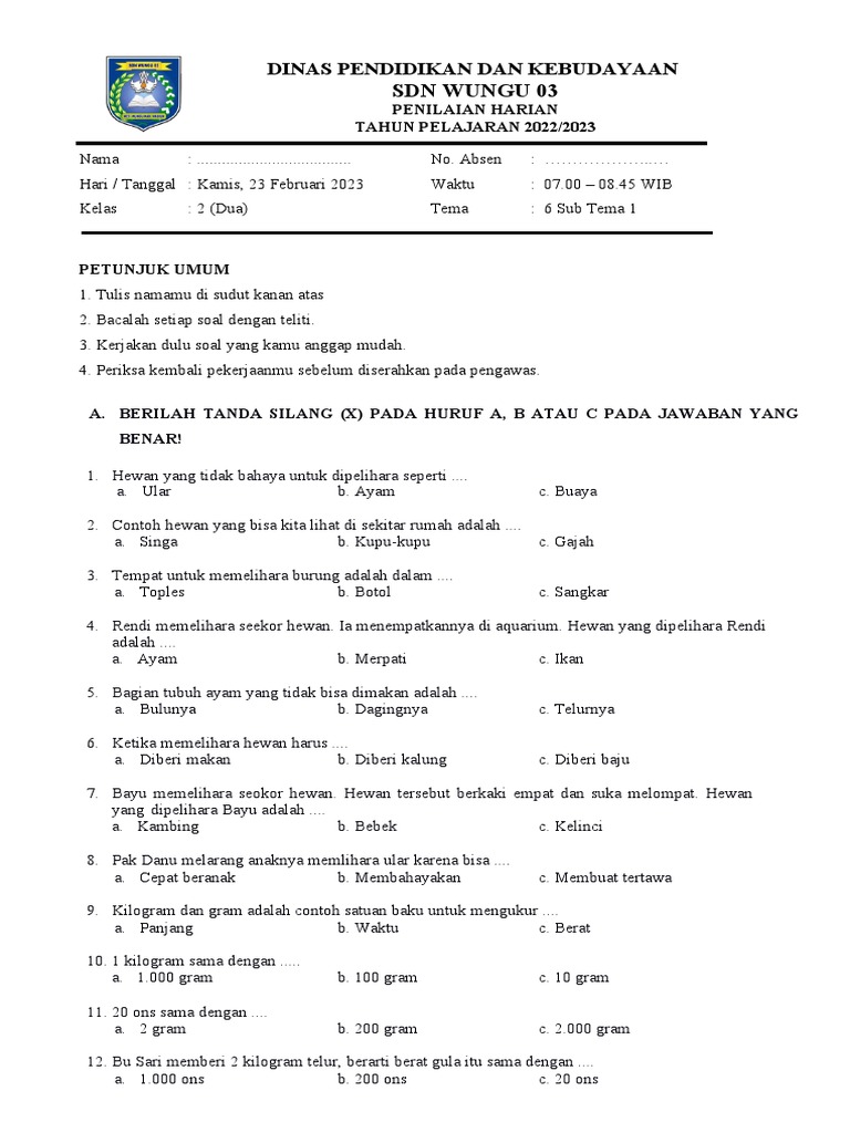 7 Rahasia Tingkatkan Nilai dengan Contoh Soal Tema 6 Subtema 1 Kelas 2 SD K13 Segera