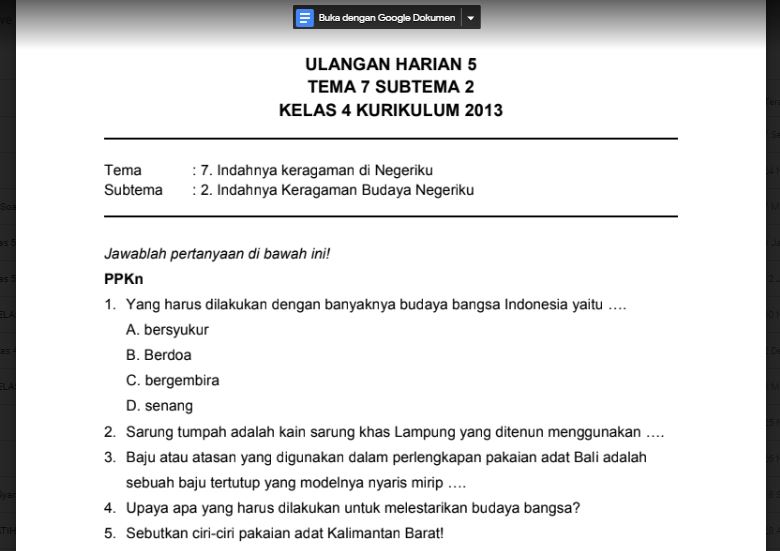 Terbukti! 7 Contoh Soal Ulangan Tema 7 Kelas 4 Terinspirasi 50 Kata Mutiara Maulid Nabi
