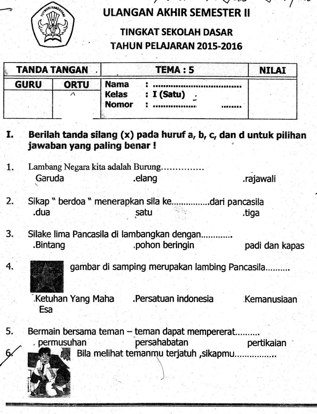 Contoh Soal UTS Bahasa Indonesia SD Kelas 6