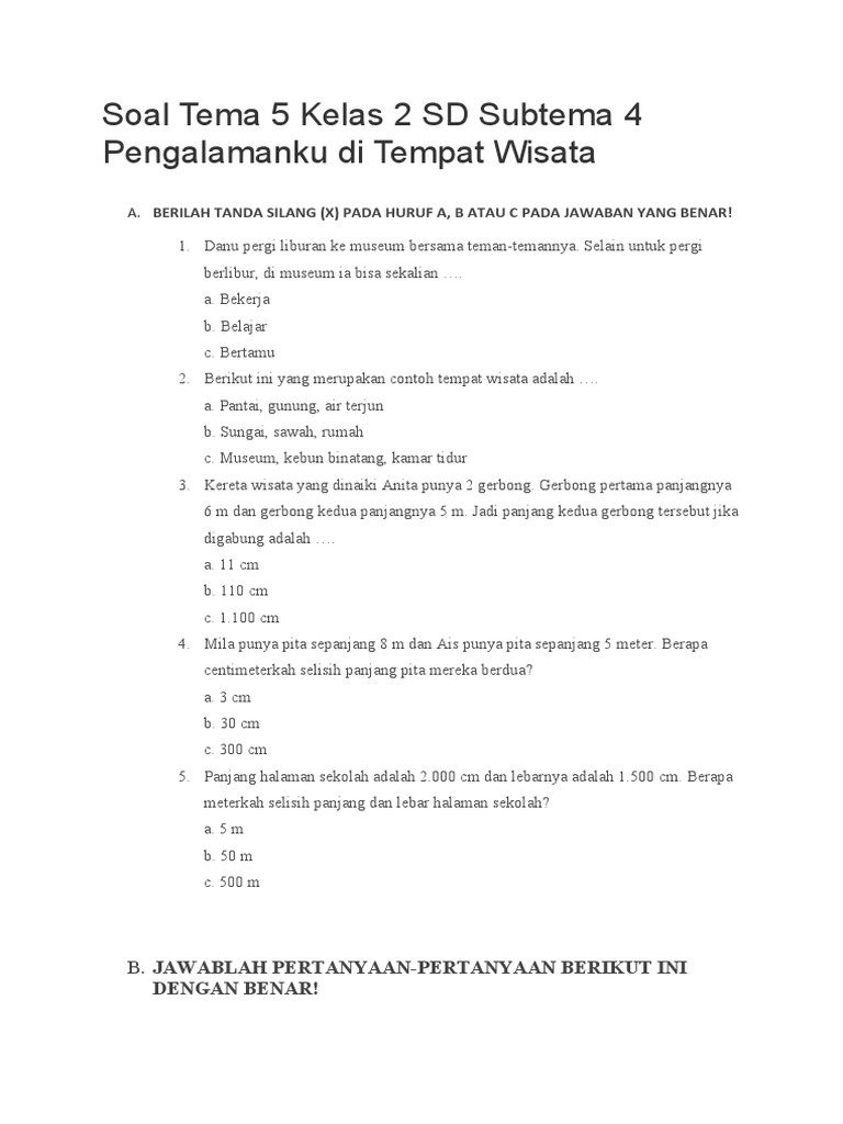 Wajib Tahu: 3 Contoh Soal Kelas 2 Tema 5 Subtema 4 yang Terbukti Bikin Anak Cepat Paham