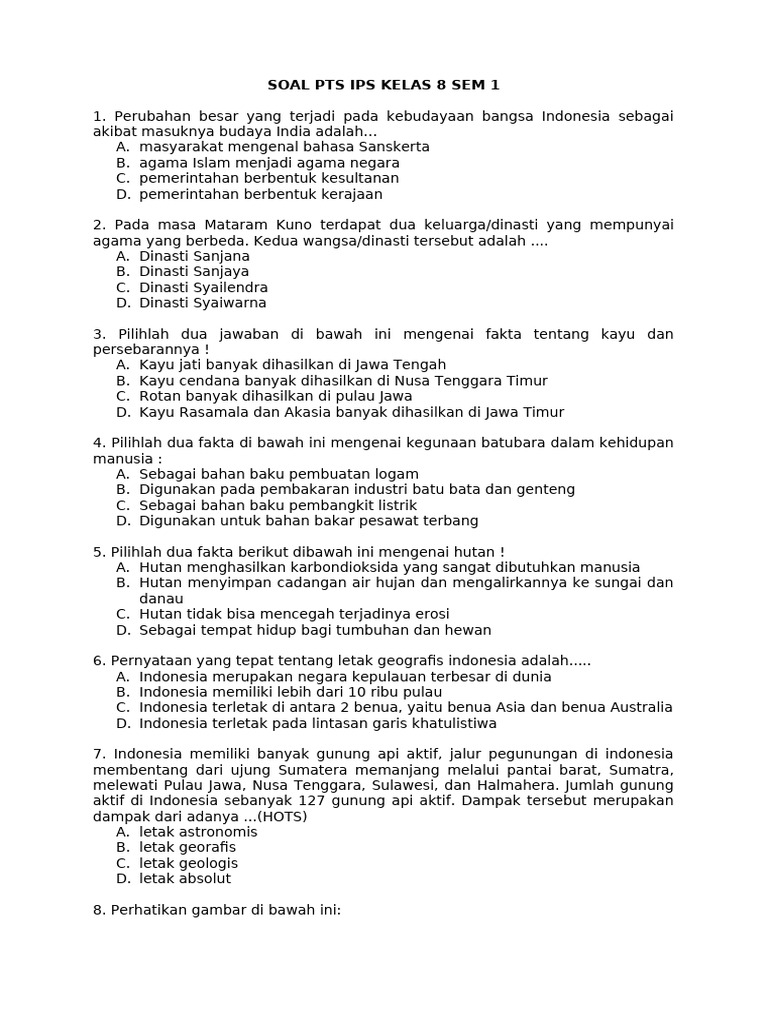 soal ips kelas 8 semester 1