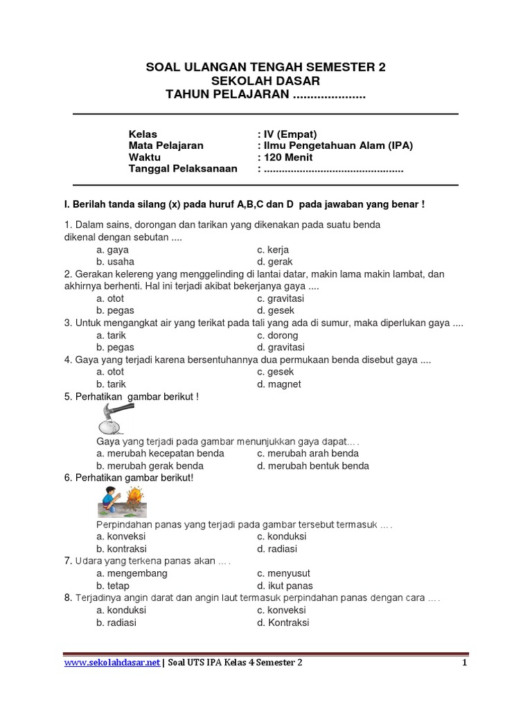 soal uts bahasa indonesia kelas 4 semester 2