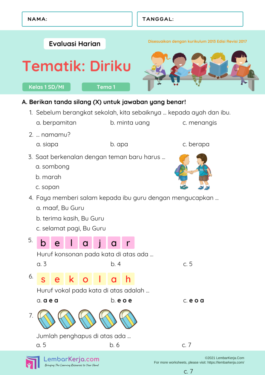 Wajib Tahu 7 Contoh Soal Ulangan Tematik Kelas 1 Tema 8 Subtema 4 yang Sering Muncul di Tahun 2026
