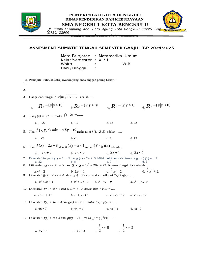 Rahasia Lulus Nilai Sempurna dengan Latihan Soal UAS Matematika Kelas 11 Semester 1