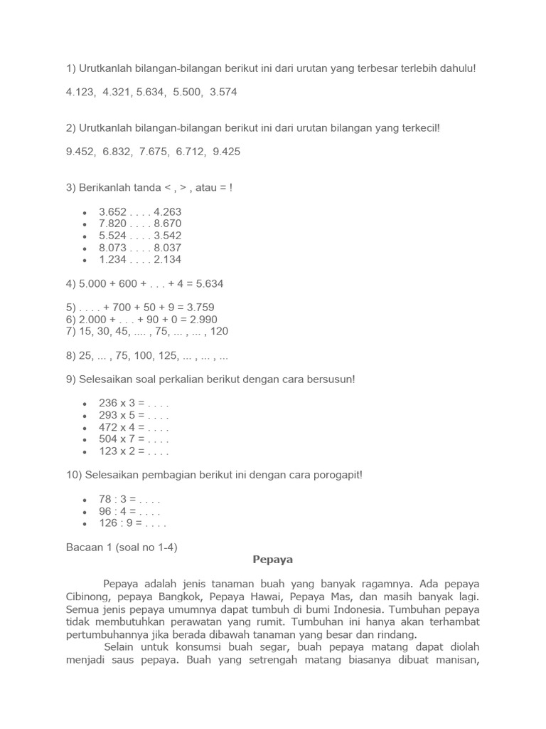 Rahasia Lulus Ujian Ternyata Ada di Soal TKD Kelas 3 SD Tahun 2018 Kurikulum 2013 Ini