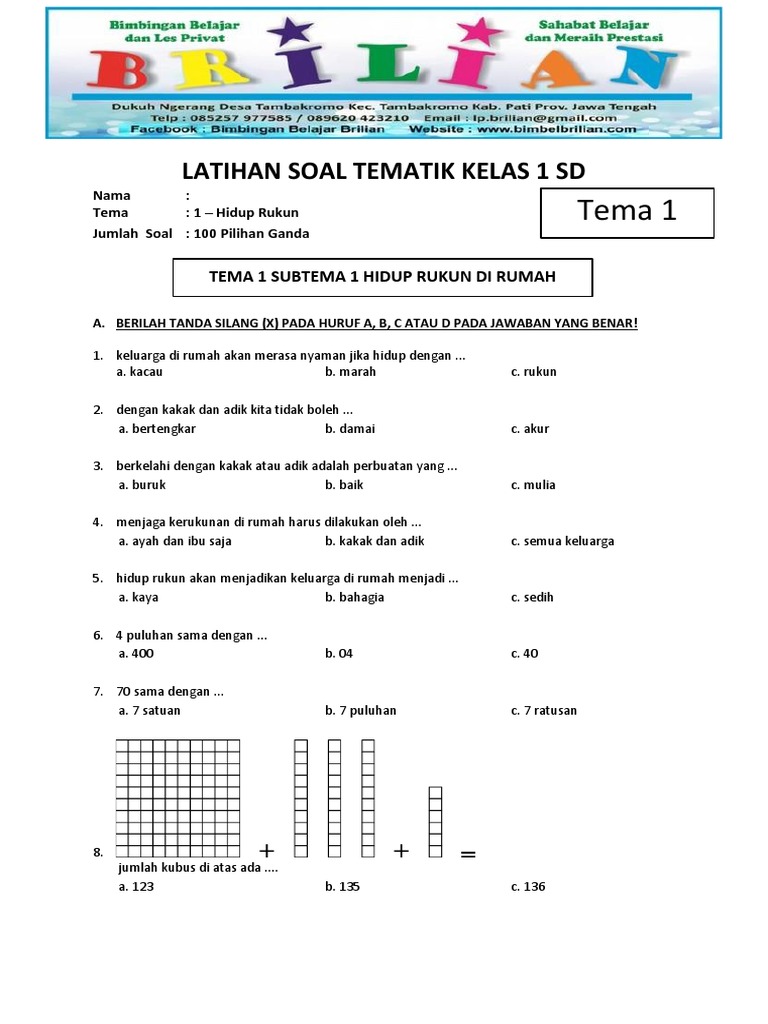 Rahasia Nilai Sempurna dengan Latihan Soal Tema 1 Kelas 2 SD Hidup Rukun Terbaru
