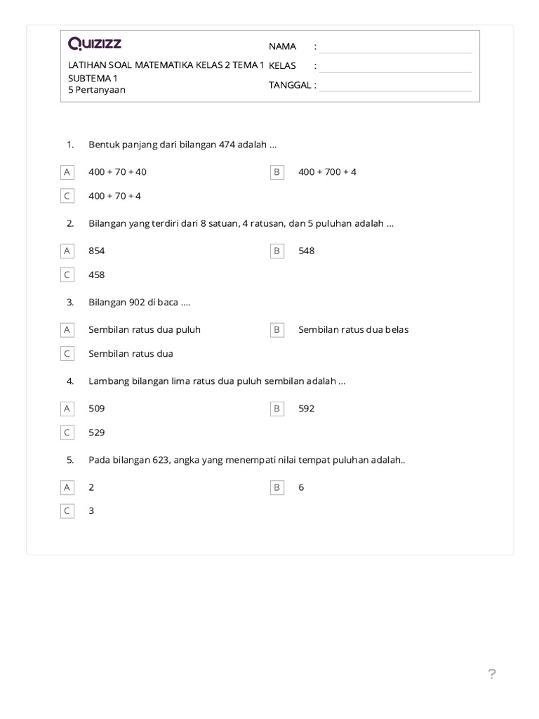 Rahasia Skor Sempurna Pakai Latihan Soal Tema 1 Kelas 2 Agar Anak Cepat Pintar