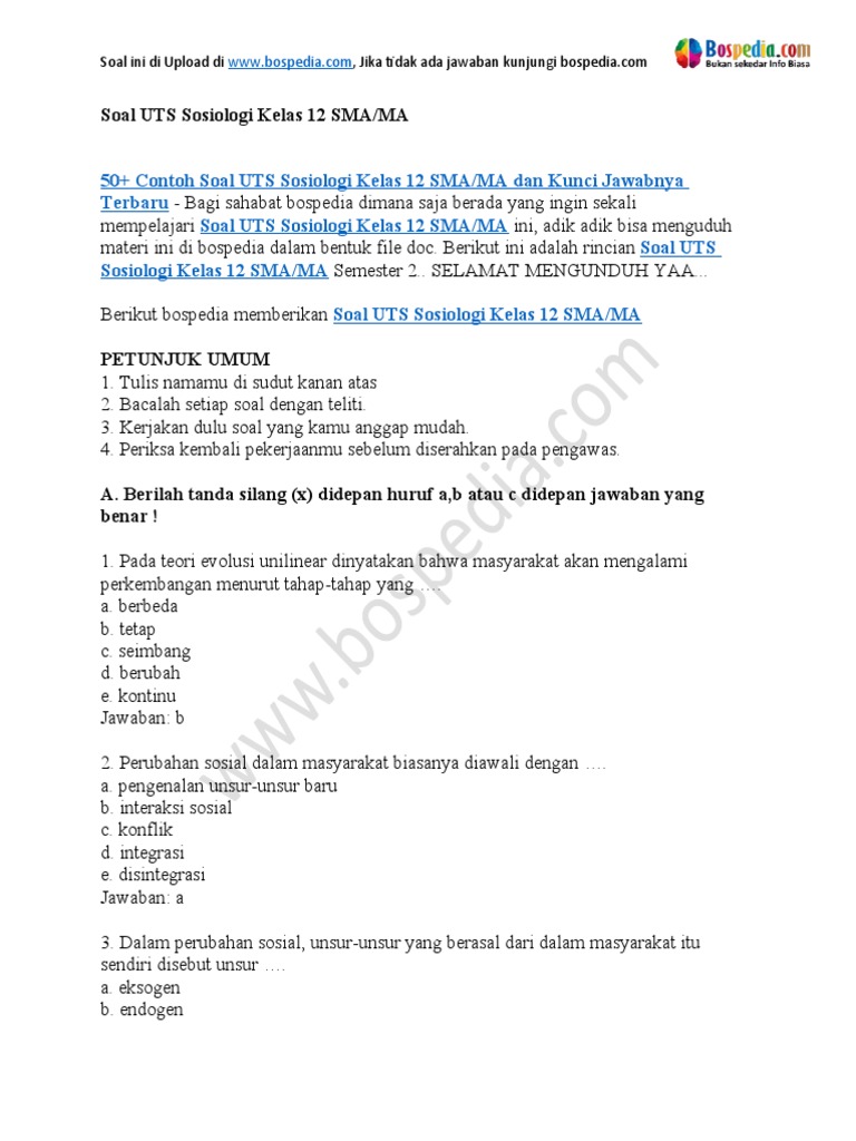 Rahasia Skor Tinggi dengan Latihan Soal Sosiologi Kelas 12 Semester 2 Terbaru