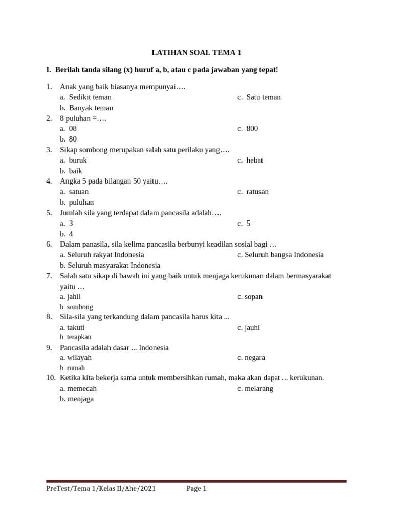 Rahasia Sukses Ujian dengan Latihan Soal Tema 1 Kelas 2 Semester 2 Terbukti Ampuh
