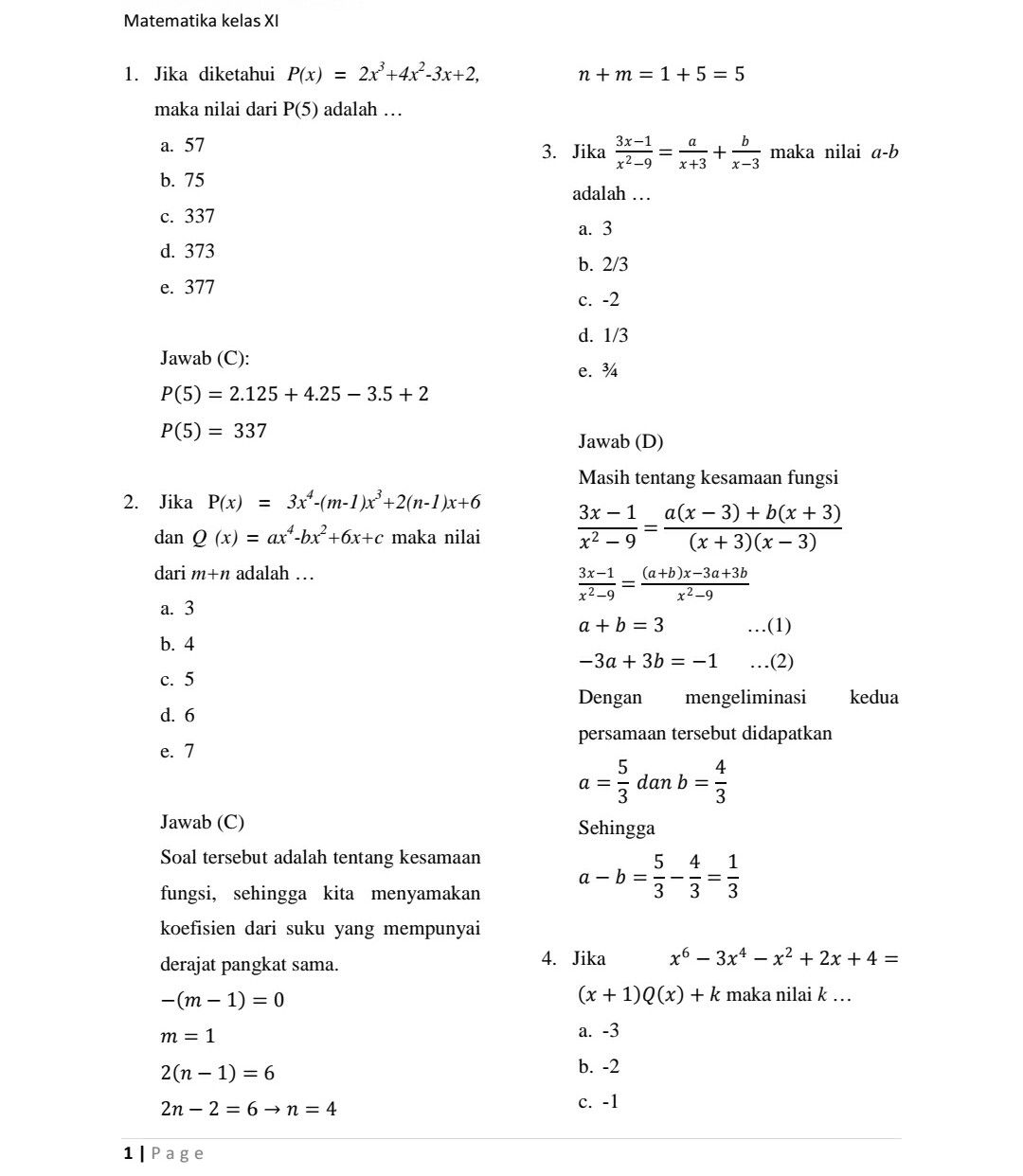 Wajib Tahu! Ini Kumpulan Latihan Soal UAS Matematika Kelas 11 Semester 1 Kurtilas Revisi